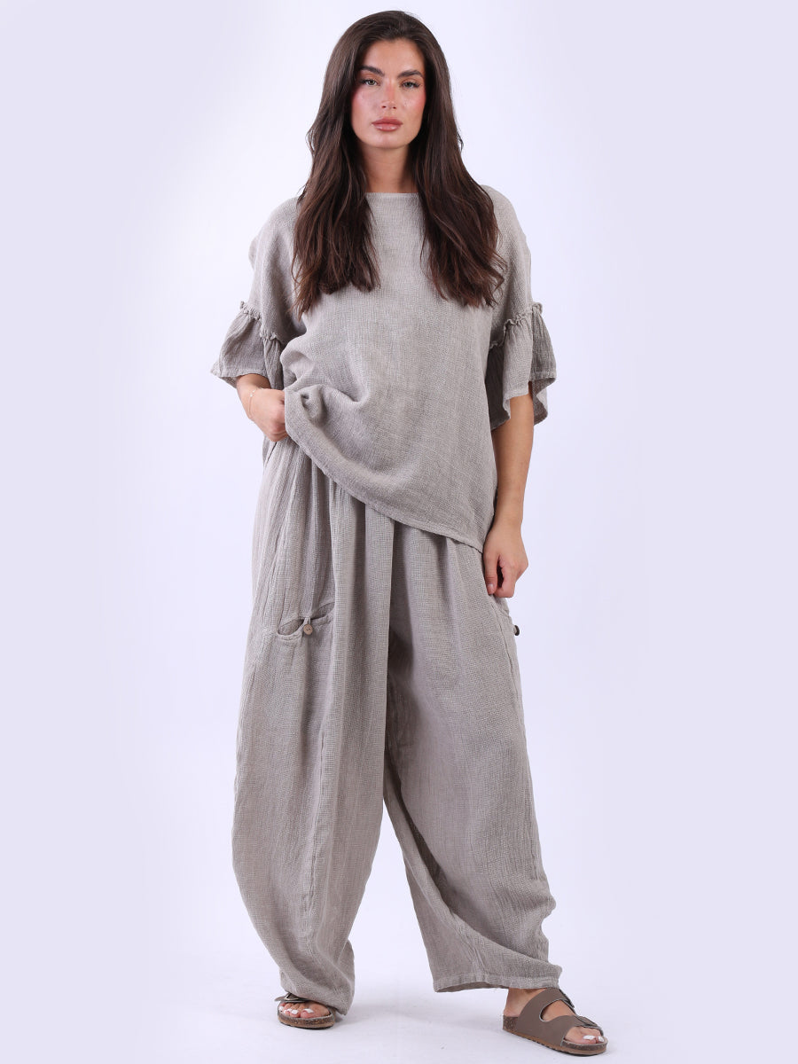 Plain Linen Hi Lo Top Mocha