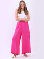 Wide Leg Linen Pant Fuchsia