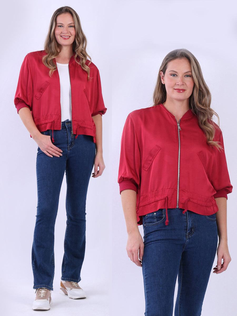 Plain Crop Jacket Wine