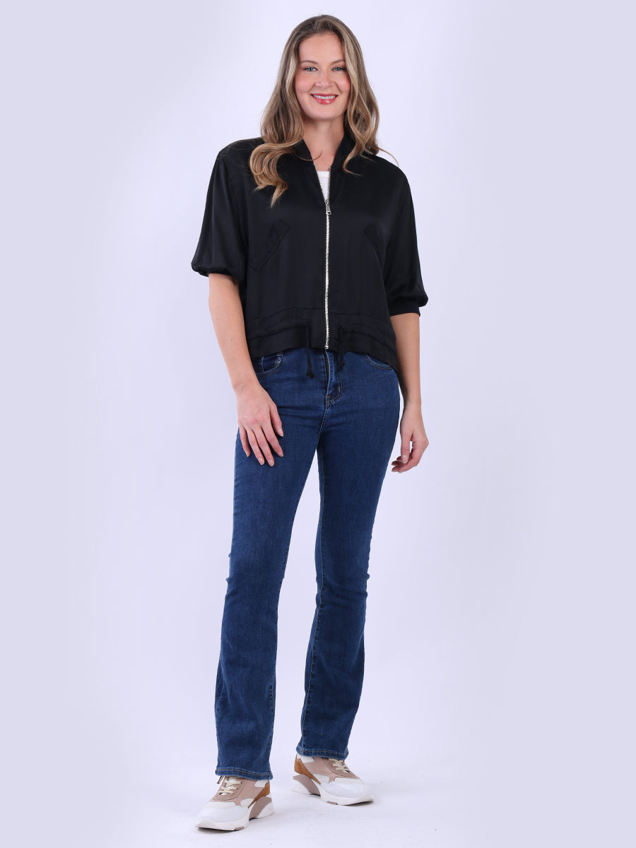 Plain Crop Jacket Black