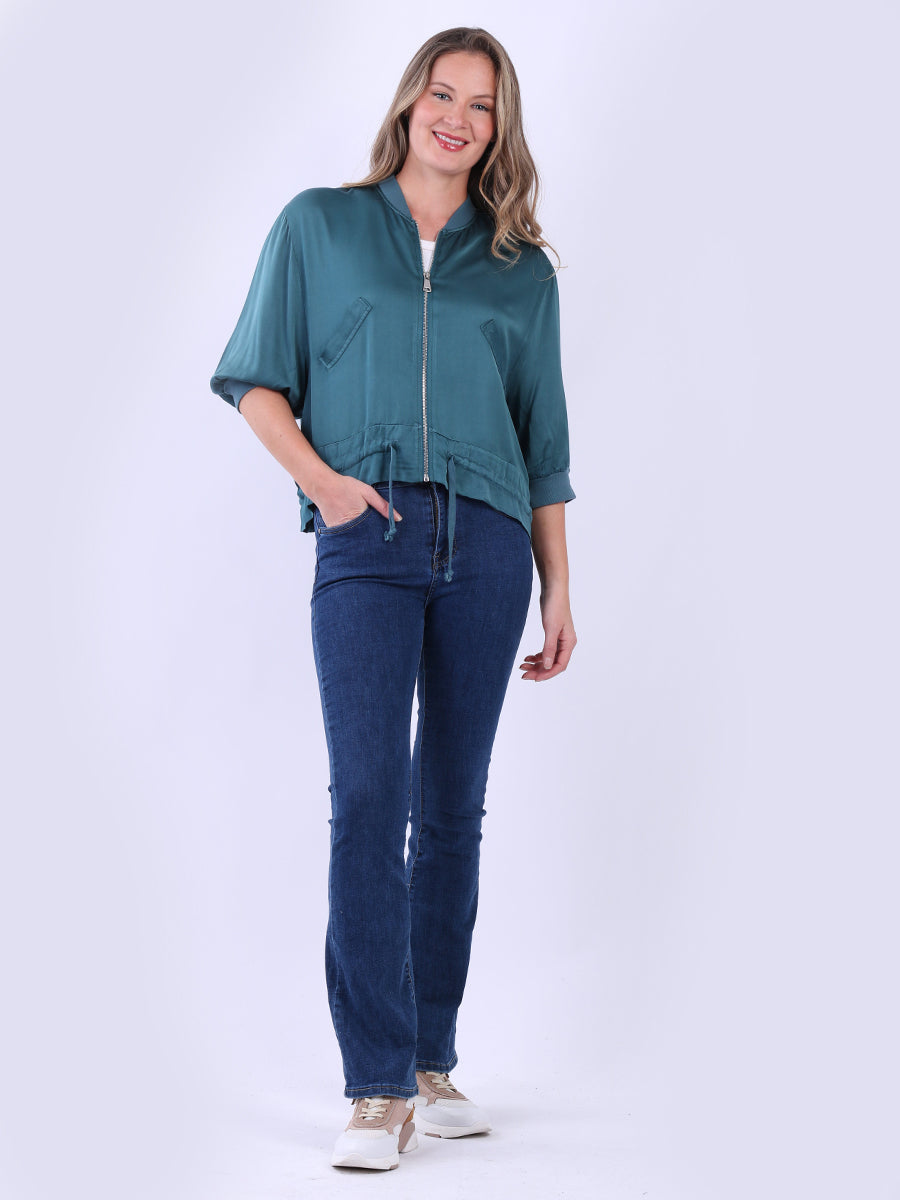 Plain Crop Jacket Teal