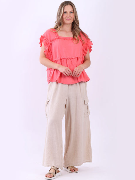 Linen Crop Top Coral