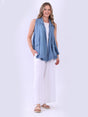 Plain Sleeveless Jacket Denim