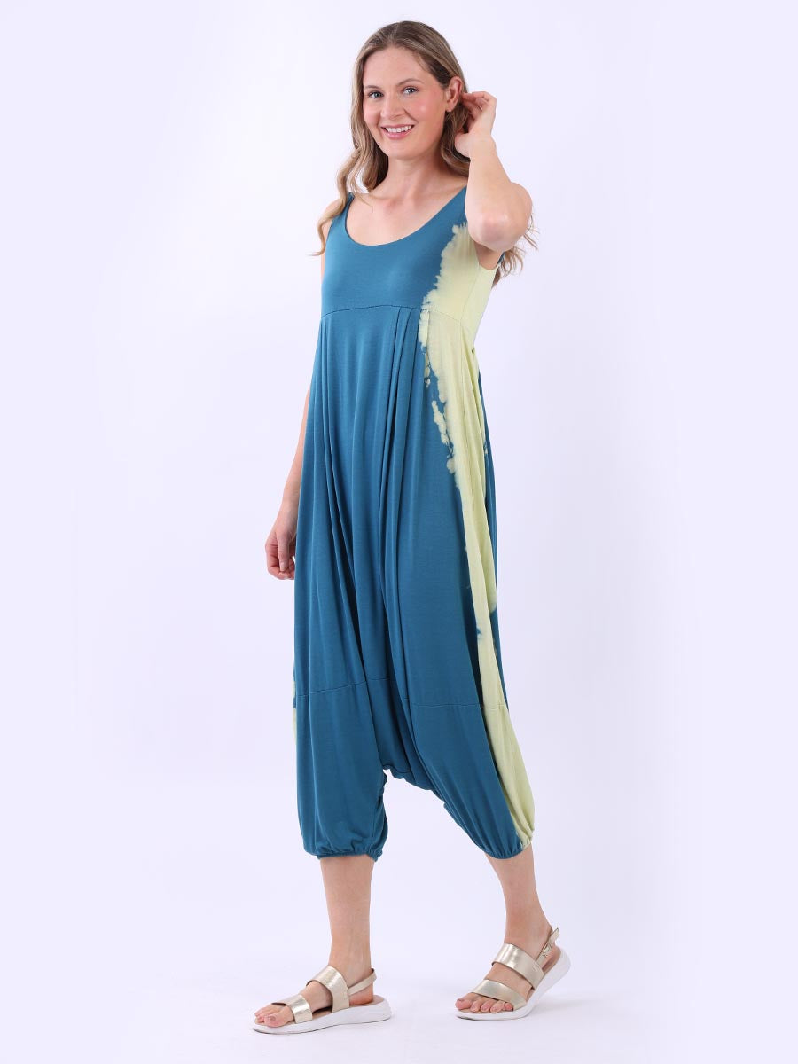 Tie Dye Sleeveless Jumpsuit Teal