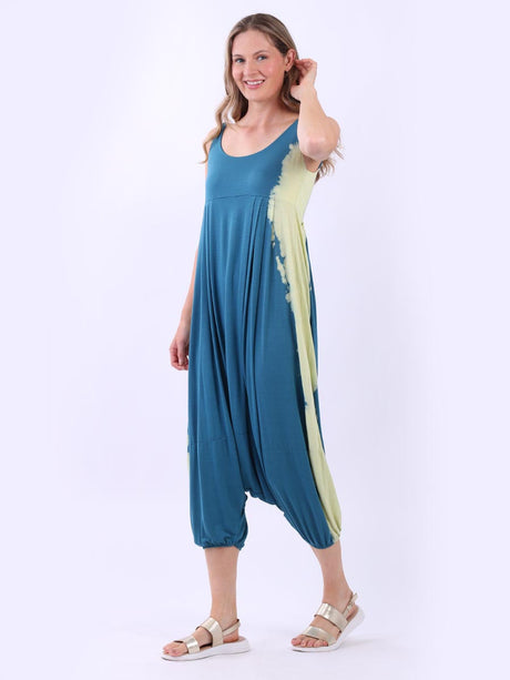 Tie Dye Sleeveless Jumpsuit Teal