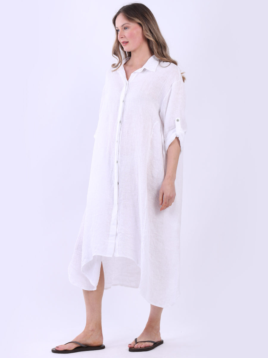 Solid Linen Dress White