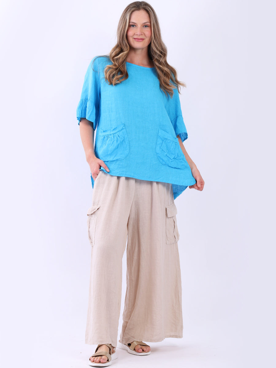 Solid Linen Top Azure