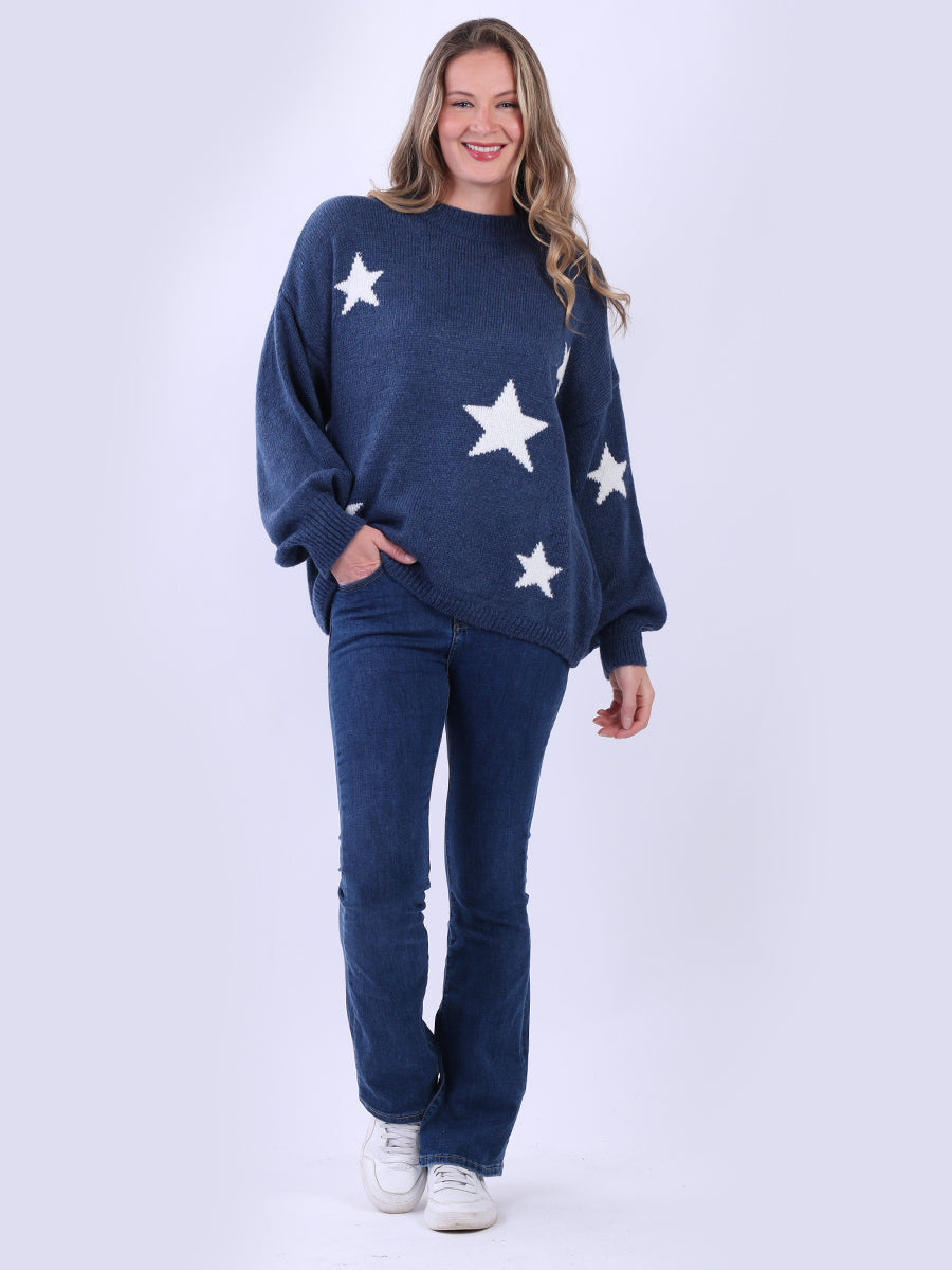 Star Knit Woolen Jumper Denim