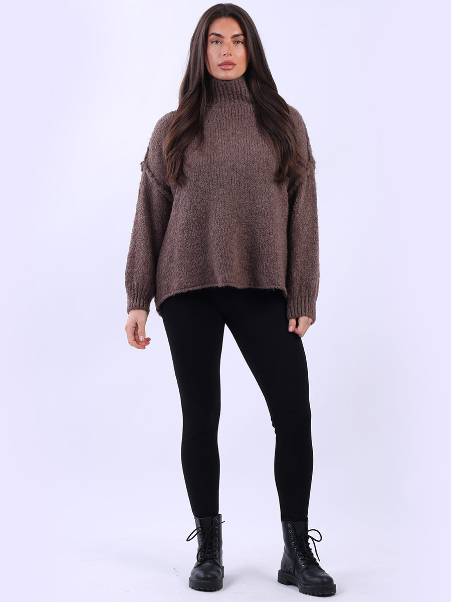 Cowl Neck Wool Jumper Dark Mocha