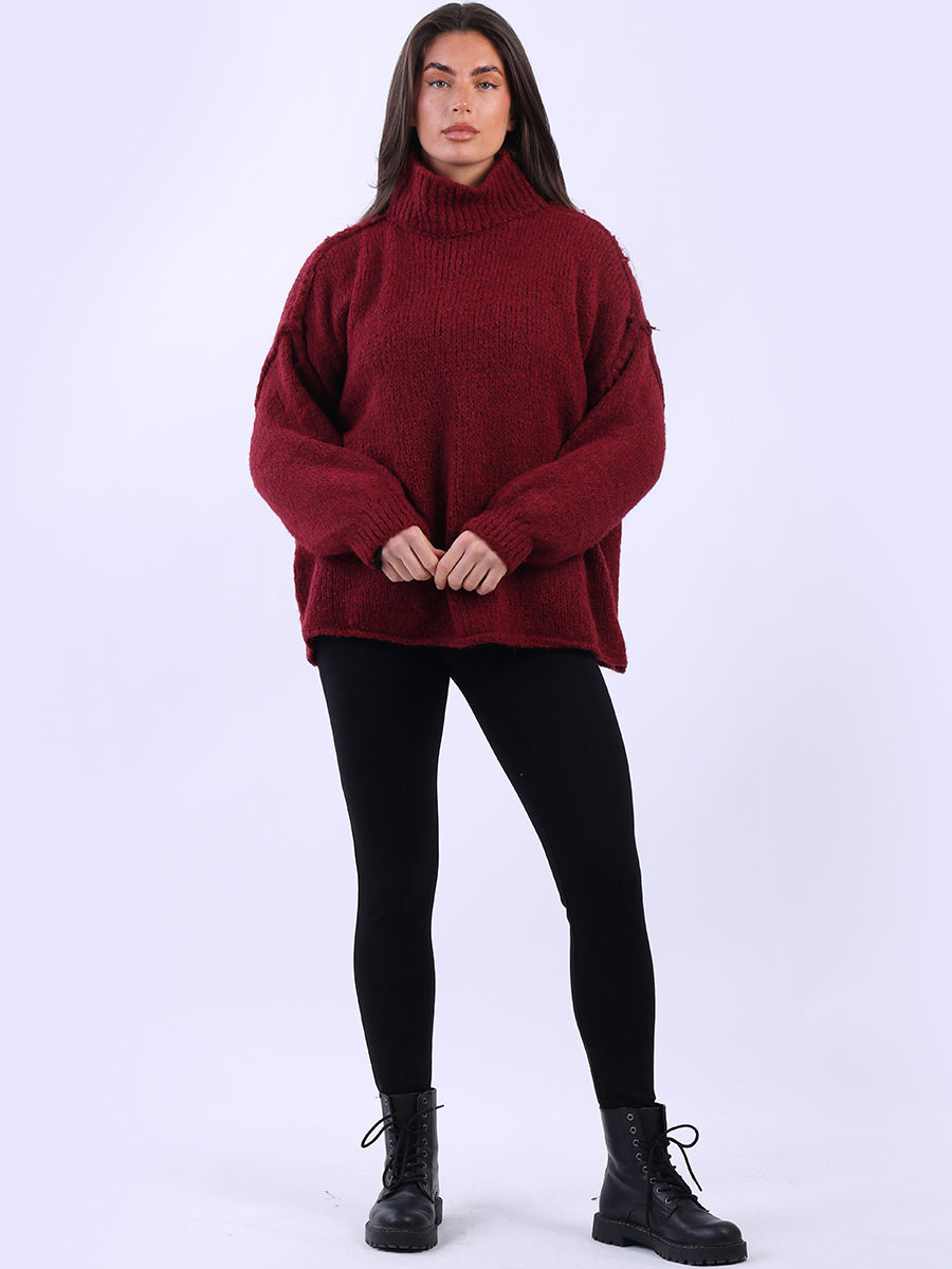 Cowl Neck Wool Jumper Wine