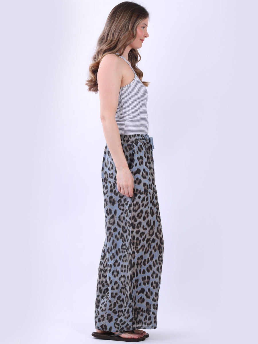 Leopard Print Linen Trouser