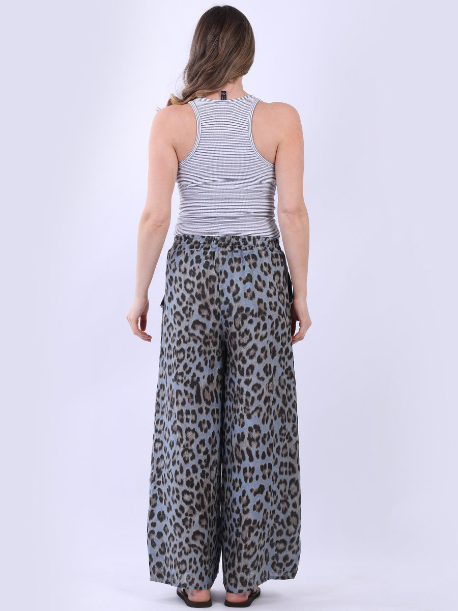 Leopard Print Linen Trouser