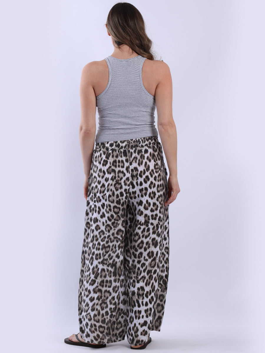 Leopard Print Linen Trouser