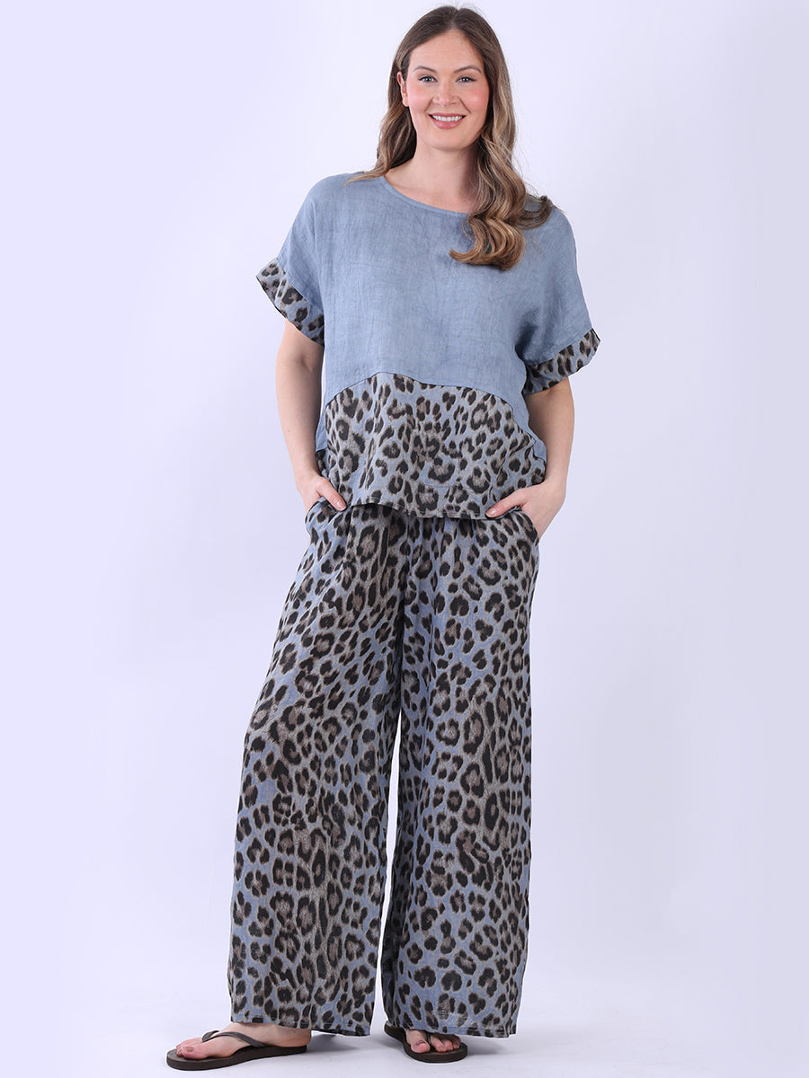 Baggy Linen Crop Top Denim