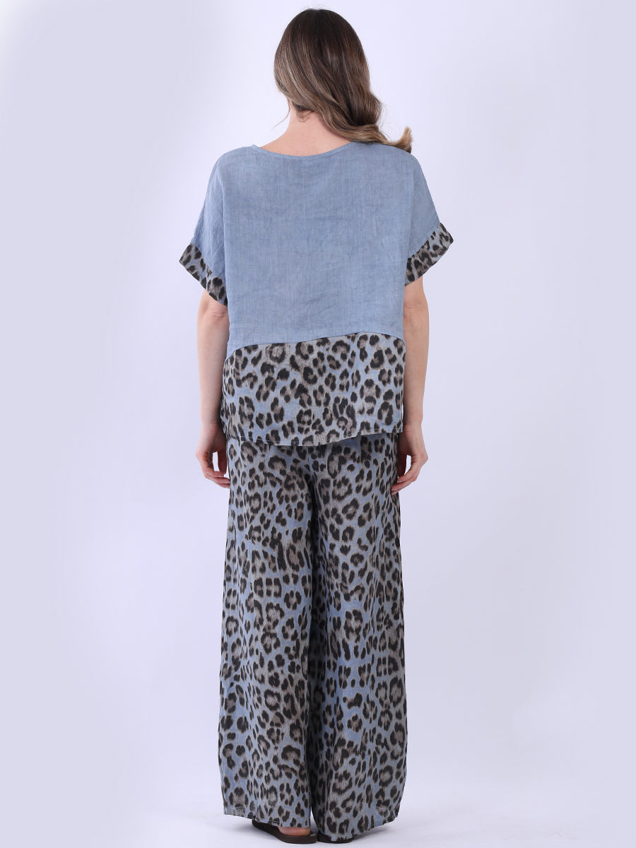 Leopard Panel Linen Crop Top