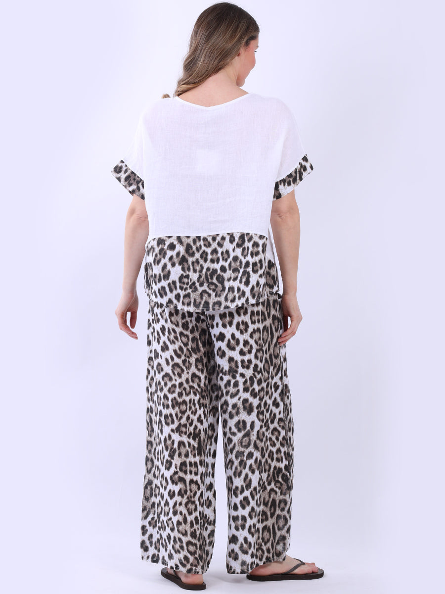 Leopard Panel Linen Crop Top