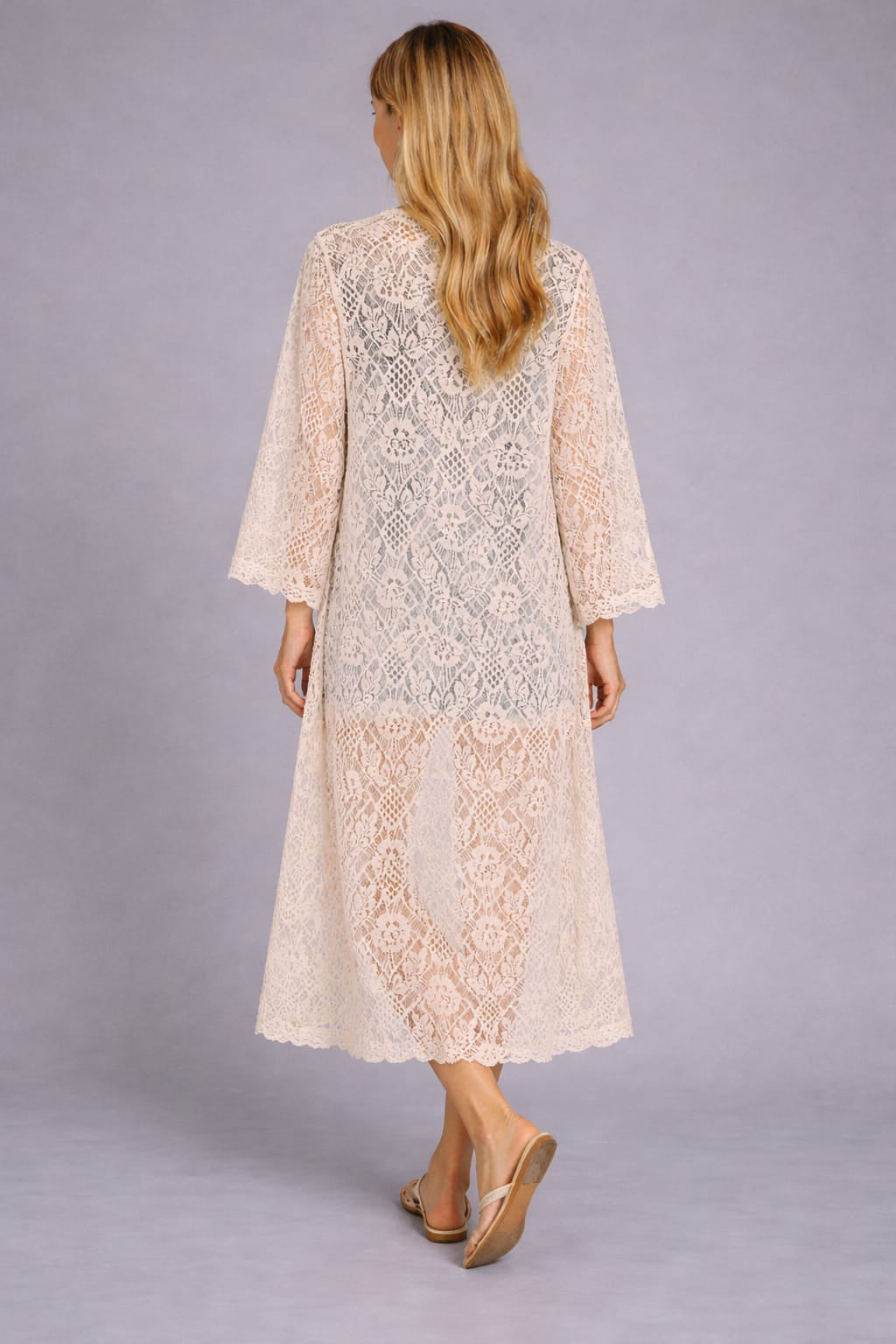 Woven Pattern Crochet Open Front Cardigan