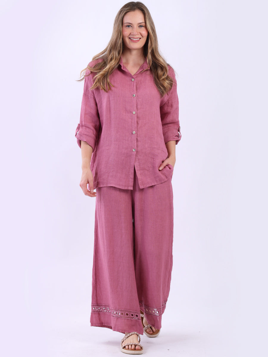 Crochet Linen Shirt Raspberry