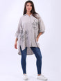 Floral Print Lagenlook Shirt Beige