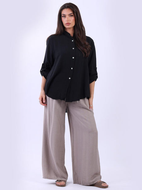 Button Down Plain Shirt Black