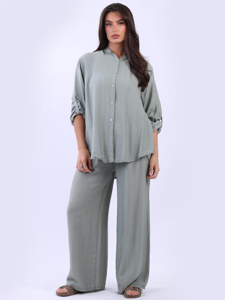 Button Down Plain Shirt Khaki
