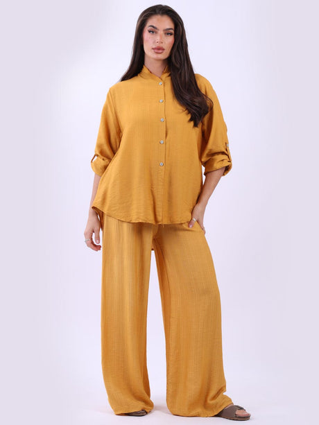 Button Down Plain Shirt Mustard