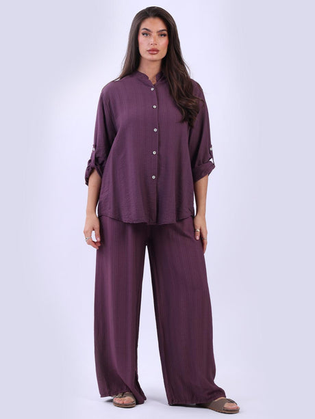 Button Down Plain Shirt Magenta
