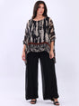 Leopard Print Silk Tunic Top Black