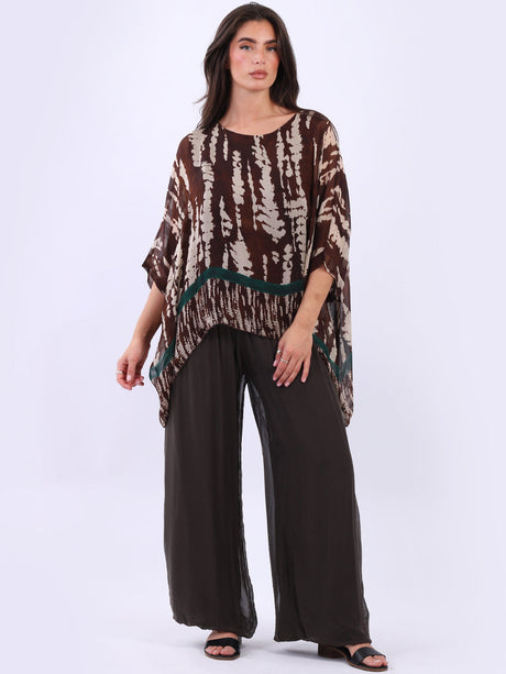 Leopard Print Silk Tunic Top Chocolate
