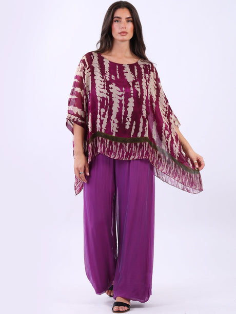 Leopard Print Silk Tunic Top Magenta