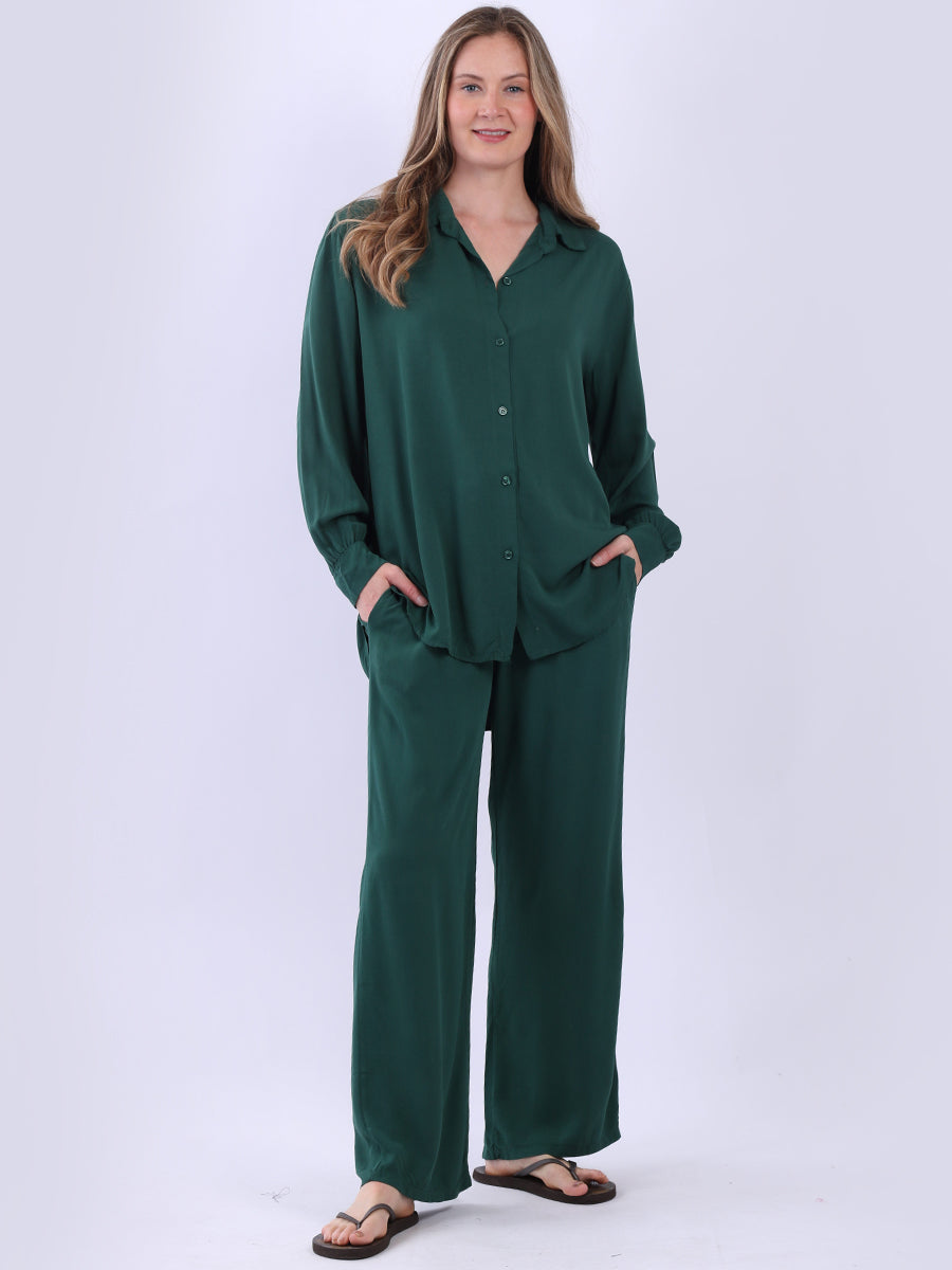 Button Down Collared Shirt Bottle Green