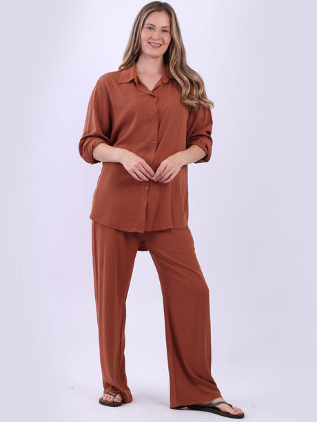 Button Down Collared Shirt Rust