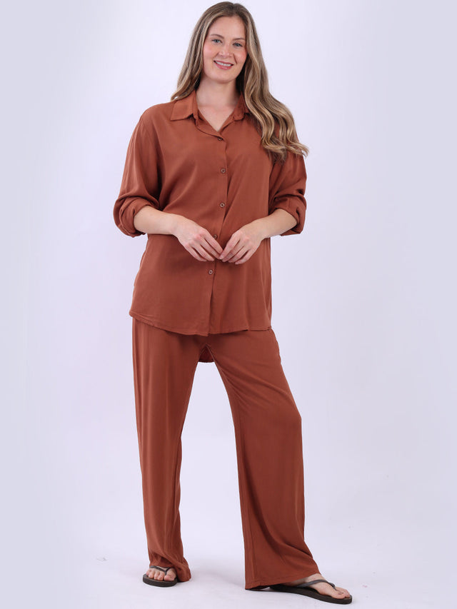 Button Down Collared Shirt Rust