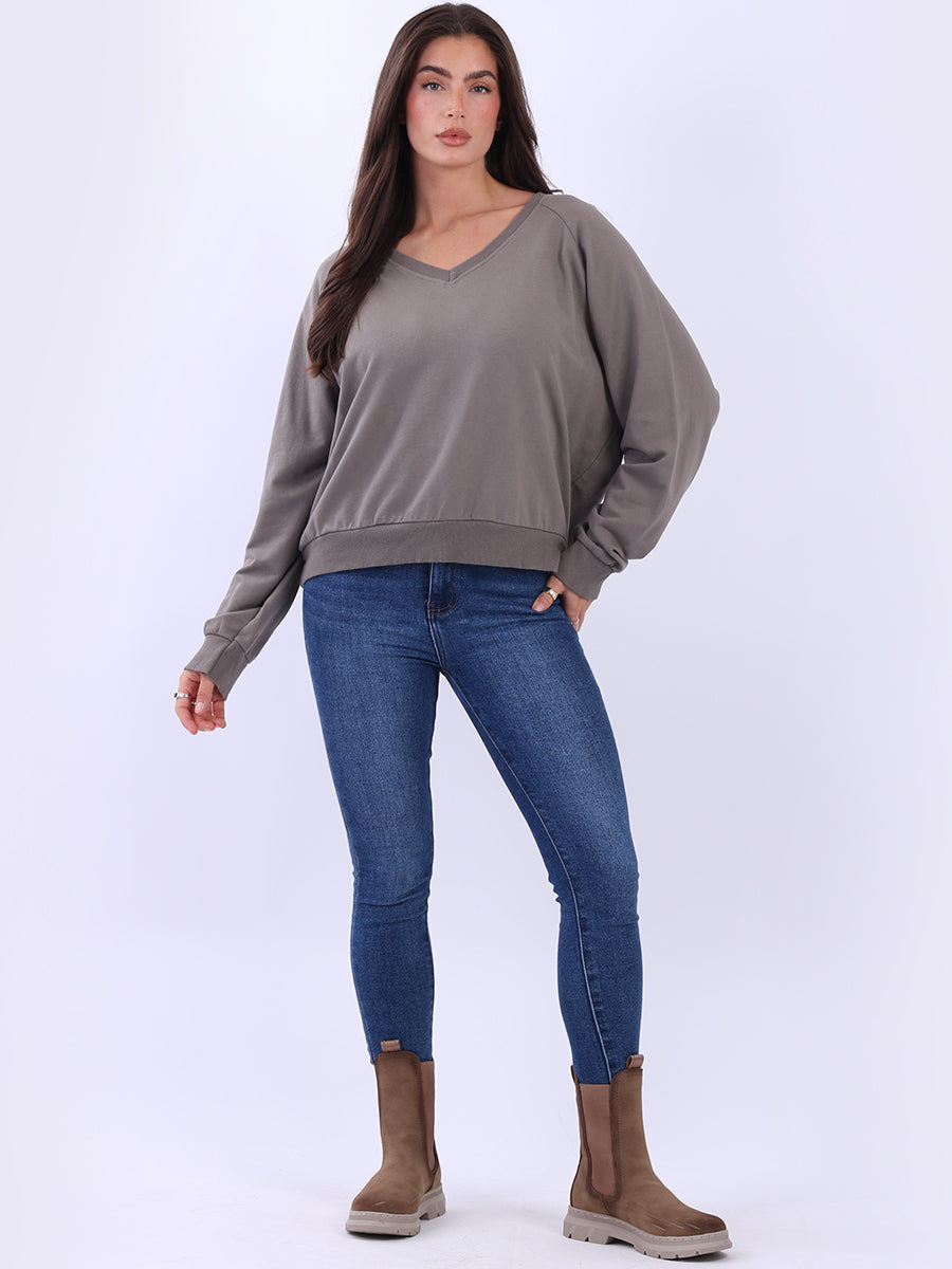 Crop Cotton Sweat Top Mocha