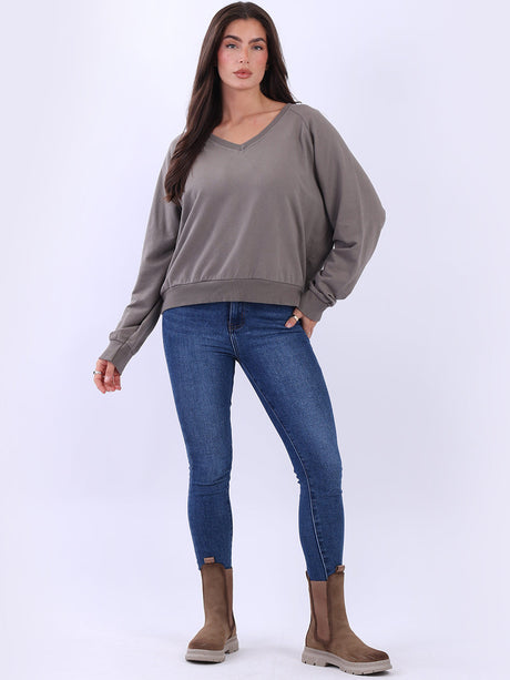 Crop Cotton Sweat Top Mocha