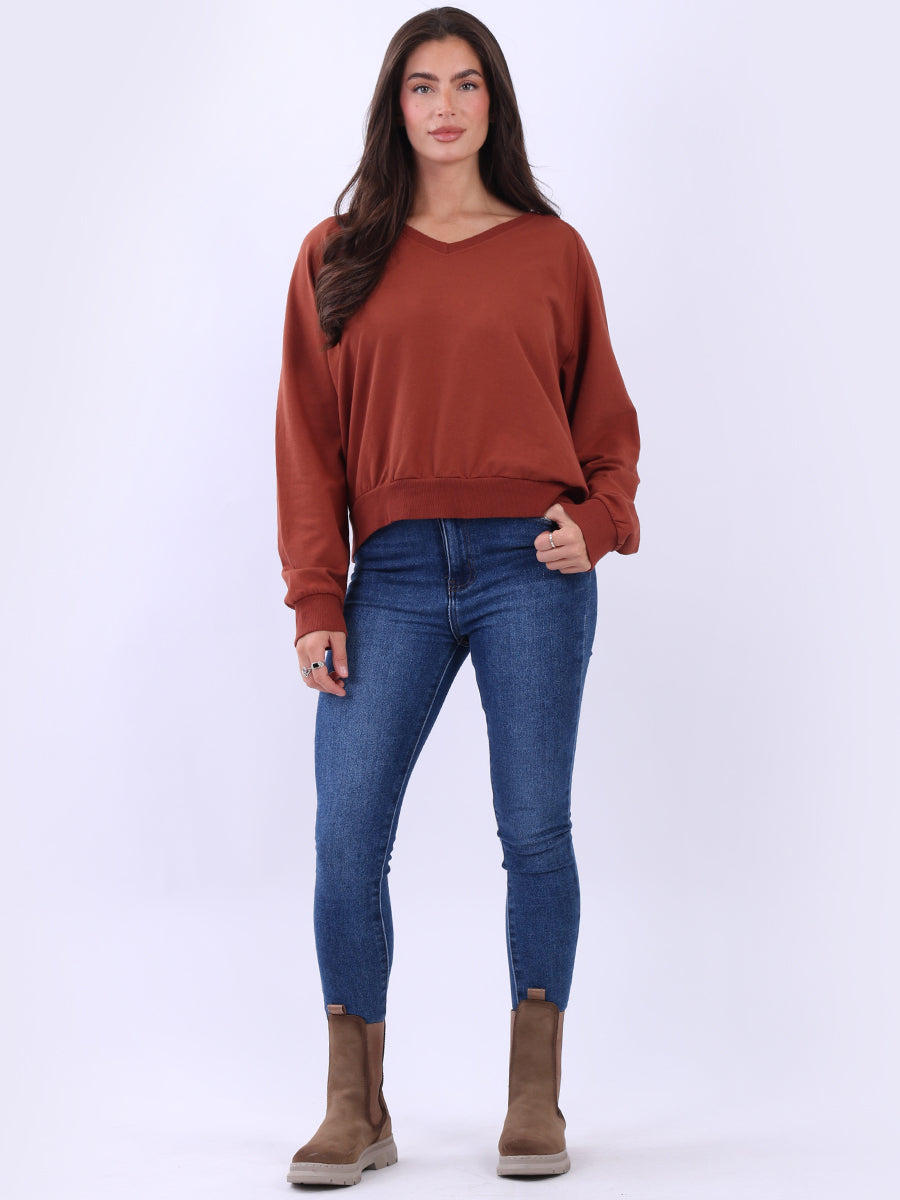 Crop Cotton Sweat Top Rust