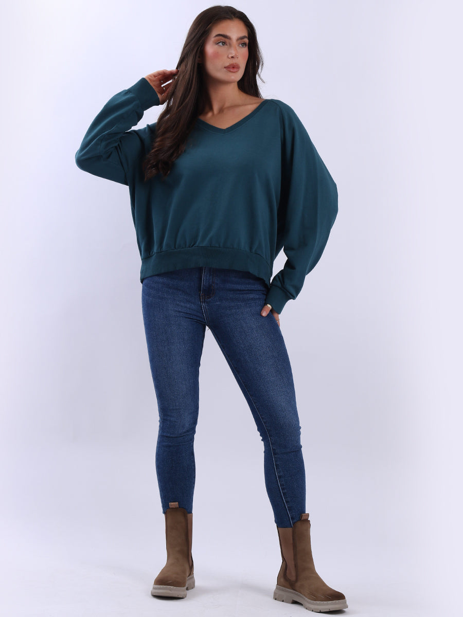 Crop Cotton Sweat Top Teal