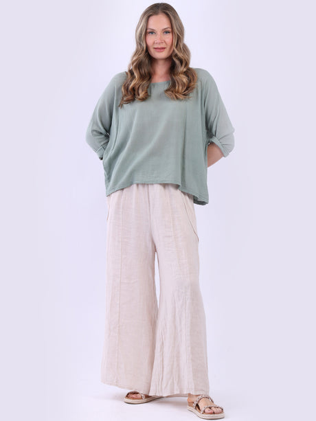Plain Cotton Crop Top Khaki