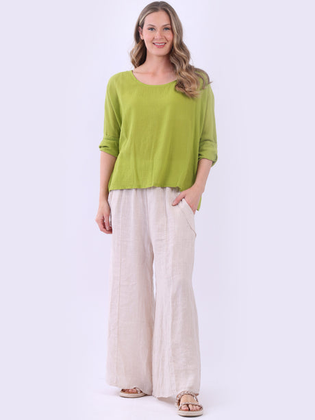 Plain Cotton Crop Top Lime Green