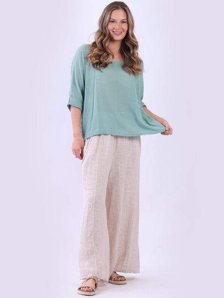 Plain Cotton Crop Top Ocean Blue