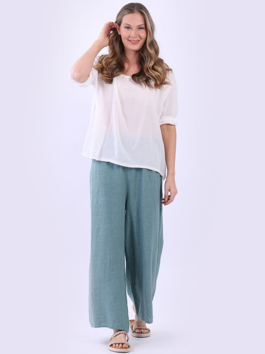 Plain Cotton Crop Top Off White