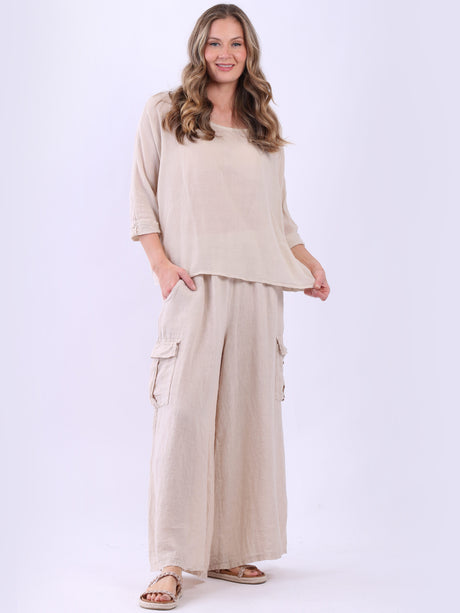 Plain Cotton Crop Top Beige