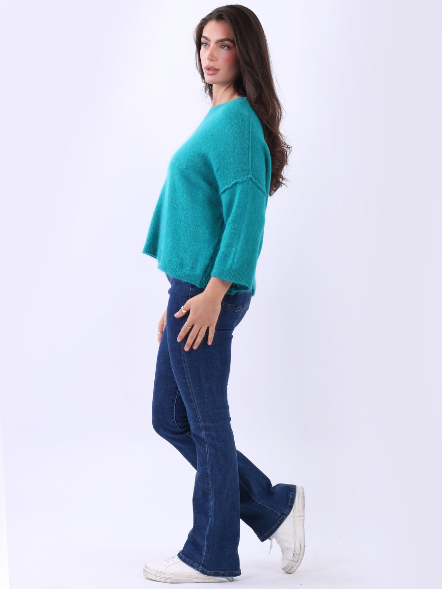 Solid Knitted Baggy Crop Sweater