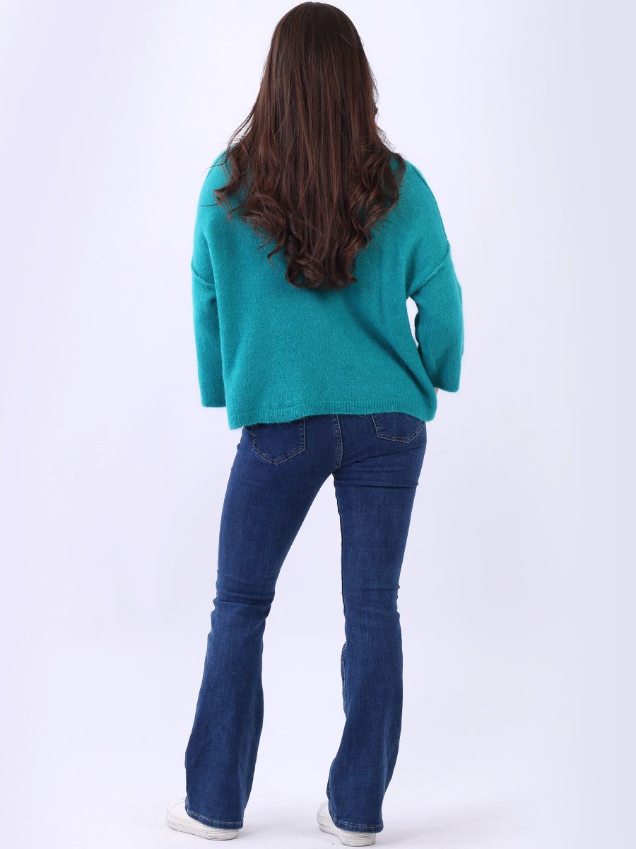 Solid Knitted Baggy Crop Sweater