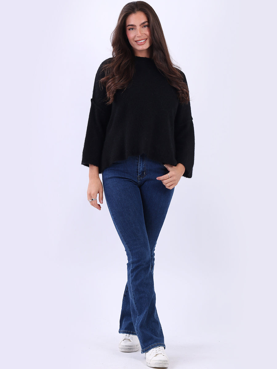 Solid Knitted Baggy Crop Sweater