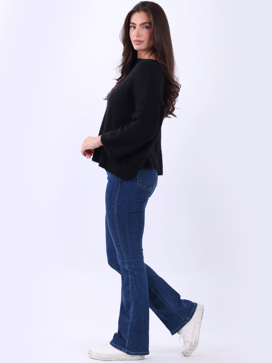 Solid Knitted Baggy Crop Sweater