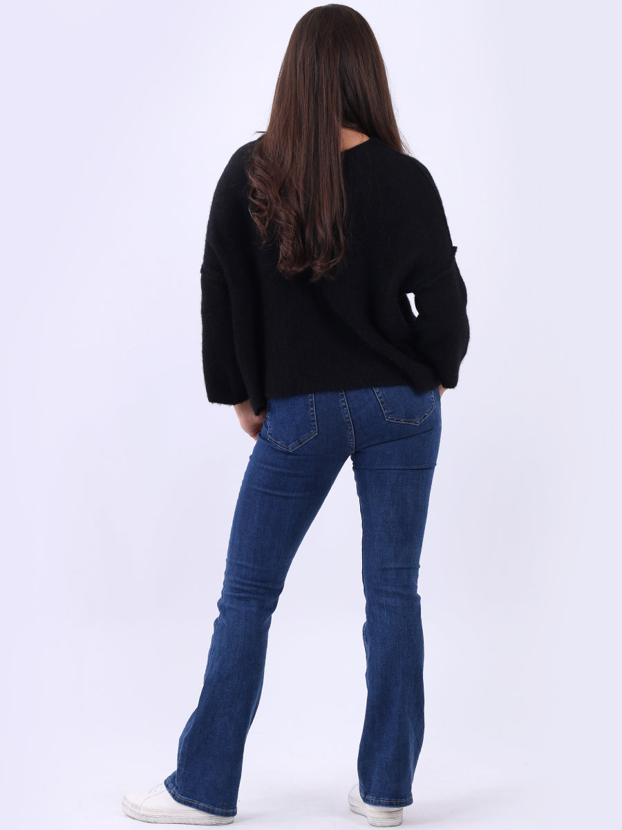 Solid Knitted Baggy Crop Sweater