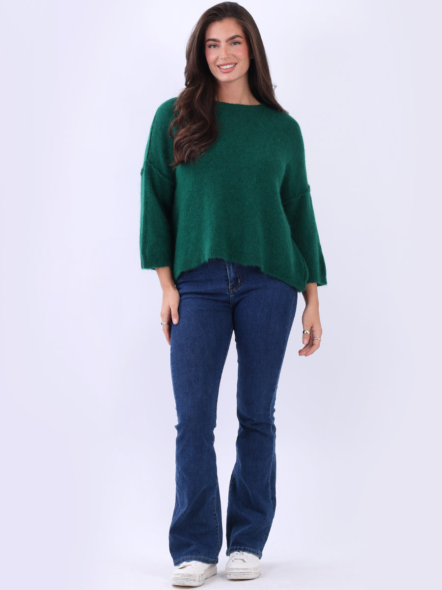 Solid Knitted Baggy Crop Sweater