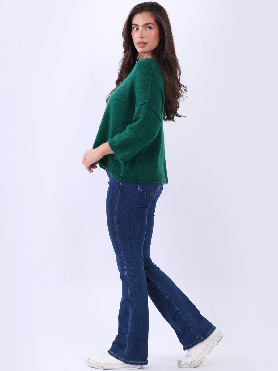 Solid Knitted Baggy Crop Sweater