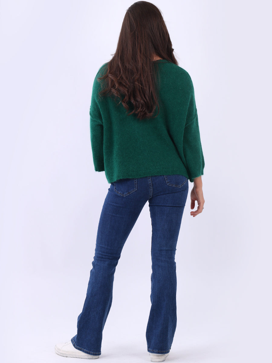 Solid Knitted Baggy Crop Sweater